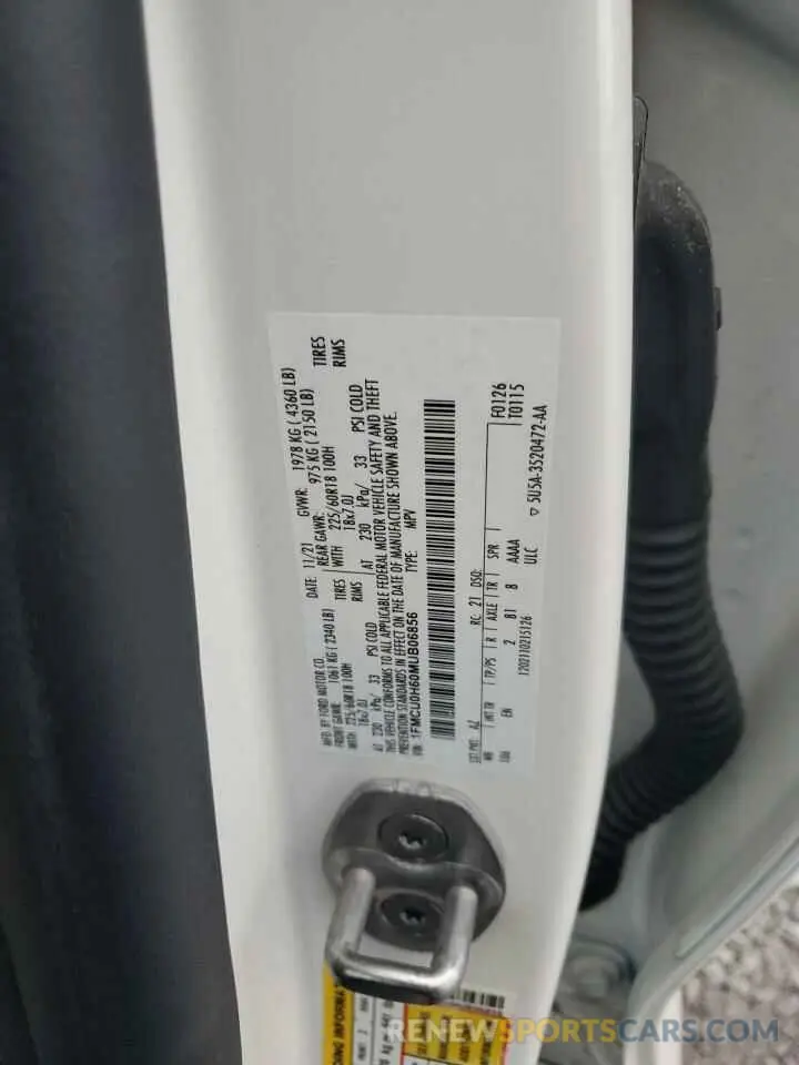 12 Фотография поврежденного автомобиля 1FMCU0H60MUB06856 FORD ESCAPE 2021