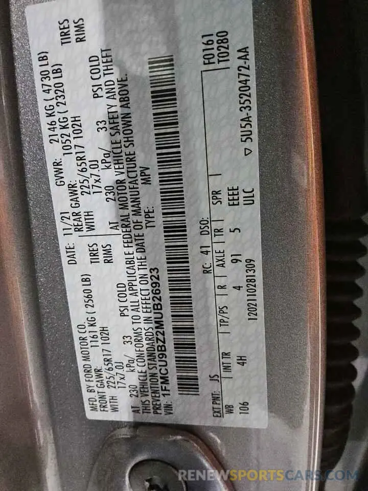 13 Фотография поврежденного автомобиля 1FMCU9BZ2MUB26923 FORD ESCAPE 2021