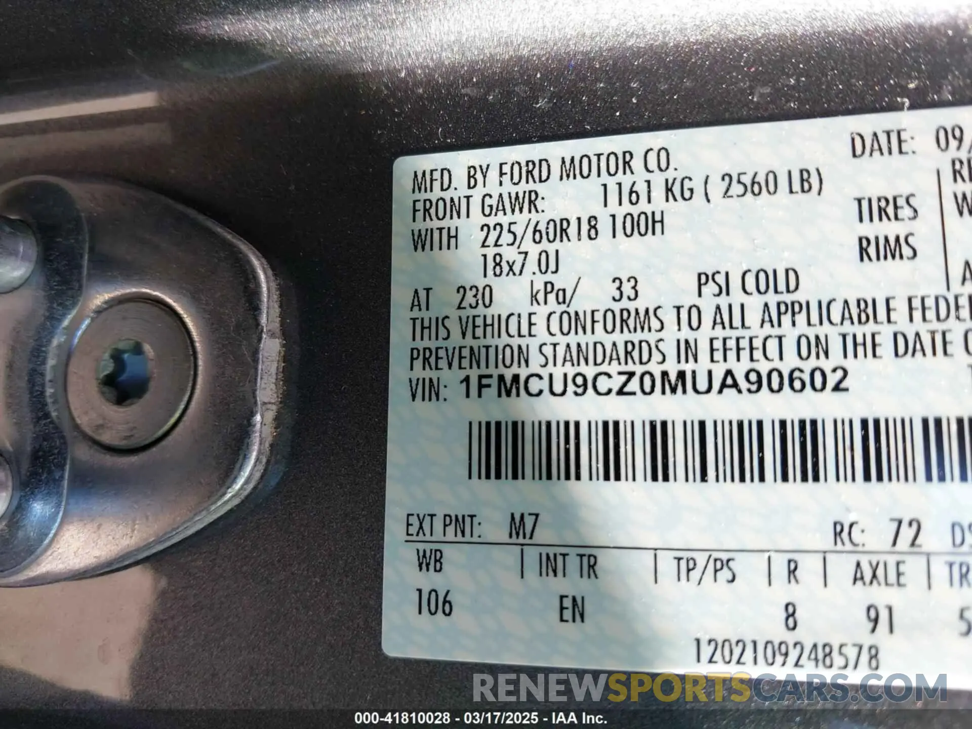 9 Photograph of a damaged car 1FMCU9CZ0MUA90602 FORD ESCAPE 2021