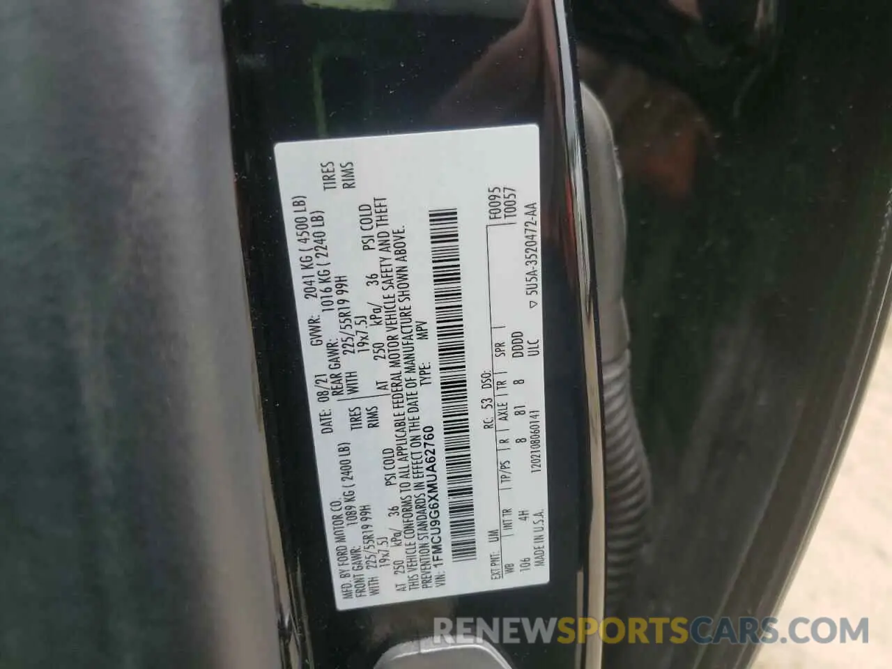 13 Photograph of a damaged car 1FMCU9G6XMUA62760 FORD ESCAPE 2021