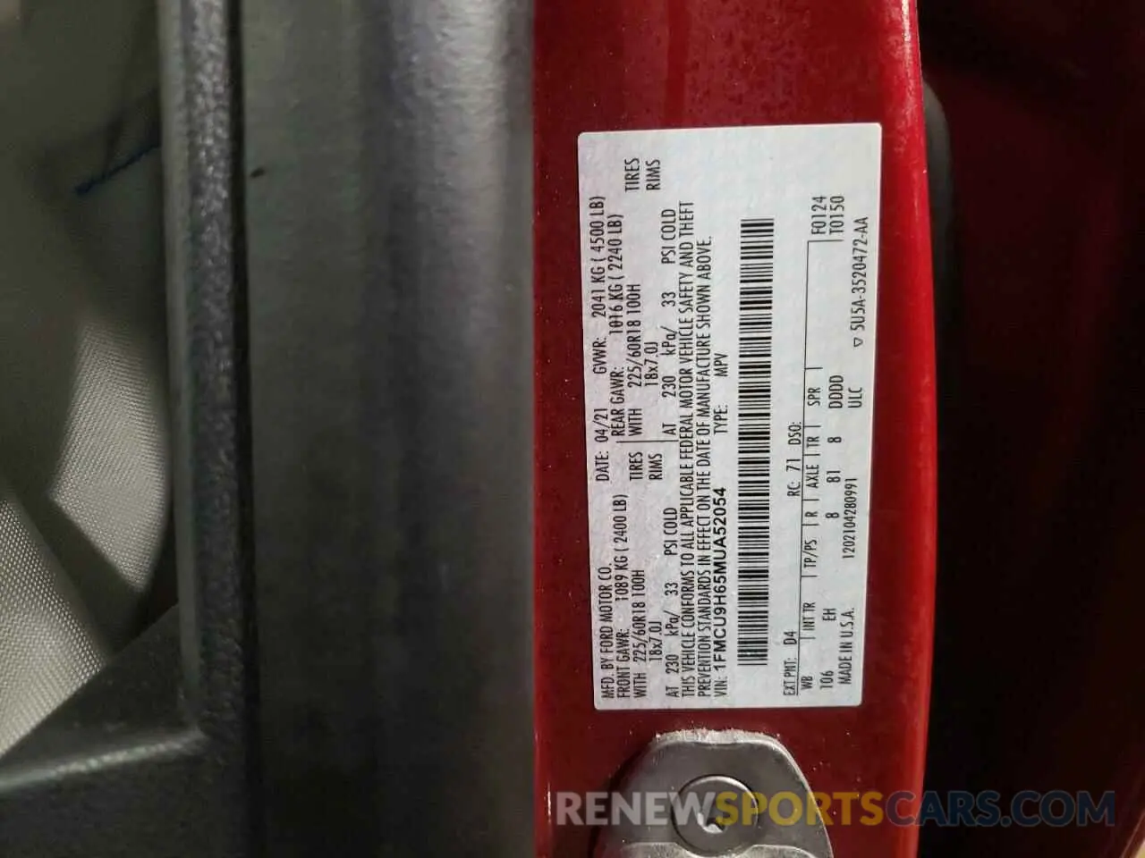 12 Фотография поврежденного автомобиля 1FMCU9H65MUA52054 FORD ESCAPE 2021