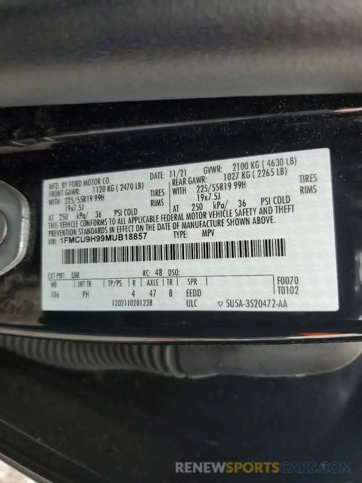 14 Фотография поврежденного автомобиля 1FMCU9H99MUB18857 FORD ESCAPE 2021