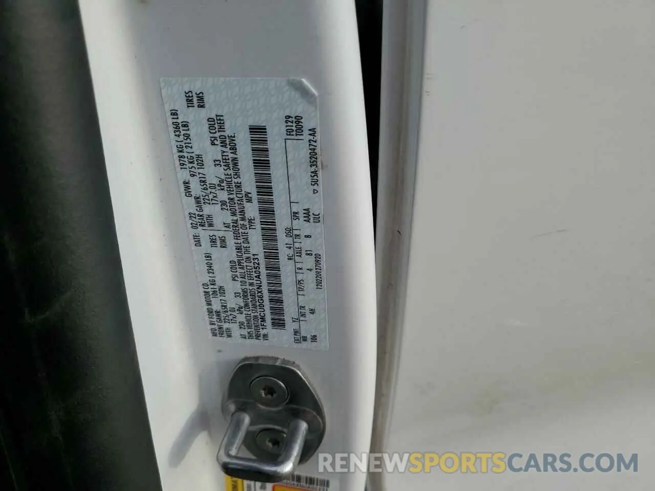 14 Фотография поврежденного автомобиля 1FMCU0G6XNUA05231 FORD ESCAPE 2022