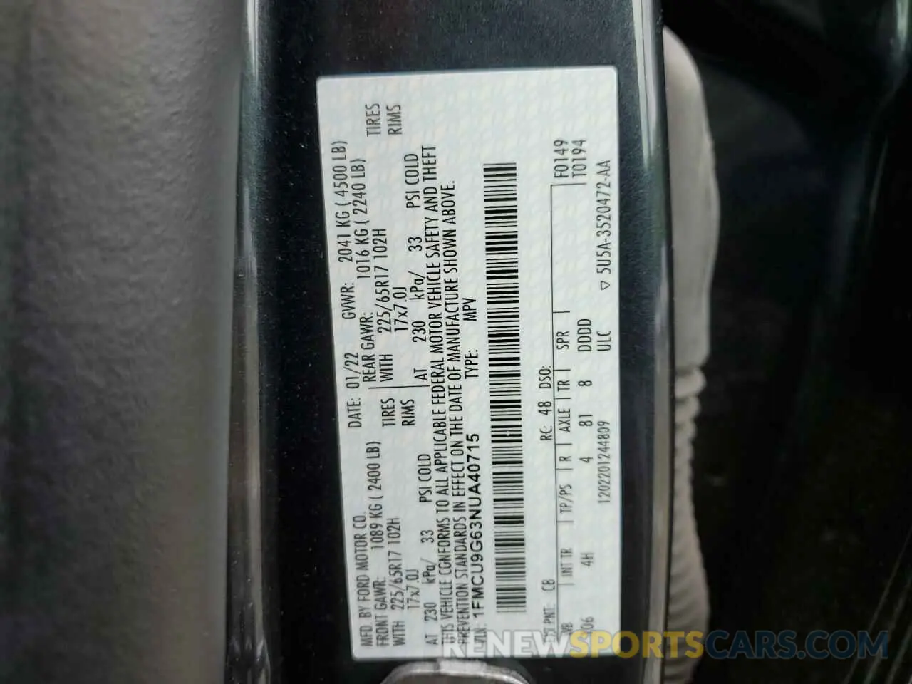 13 Photograph of a damaged car 1FMCU9G63NUA40715 FORD ESCAPE 2022