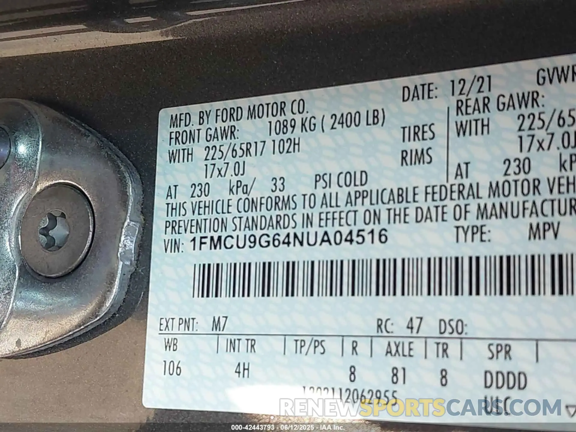 9 Фотография поврежденного автомобиля 1FMCU9G64NUA04516 FORD ESCAPE 2022