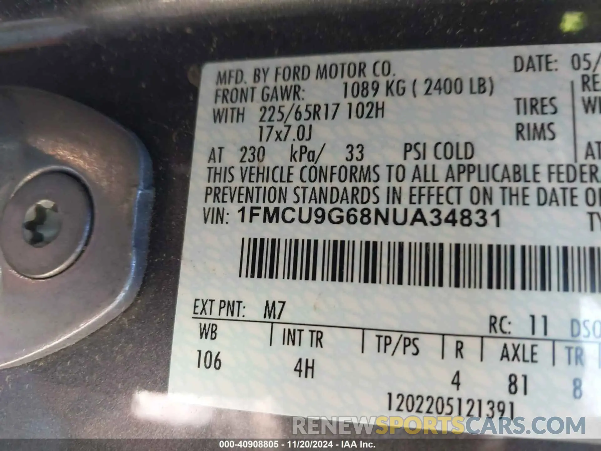 9 Фотография поврежденного автомобиля 1FMCU9G68NUA34831 FORD ESCAPE 2022