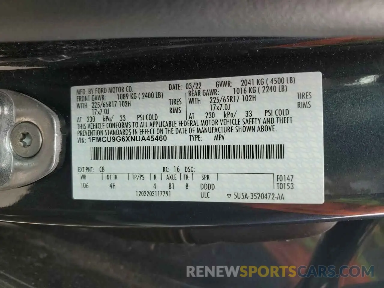 15 Фотография поврежденного автомобиля 1FMCU9G6XNUA45460 FORD ESCAPE 2022
