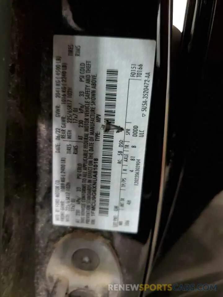 13 Фотография поврежденного автомобиля 1FMCU9G6XNUA81018 FORD ESCAPE 2022