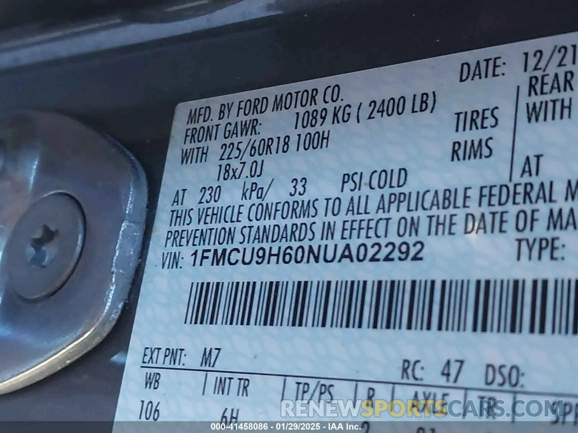 9 Photograph of a damaged car 1FMCU9H60NUA02292 FORD ESCAPE 2022