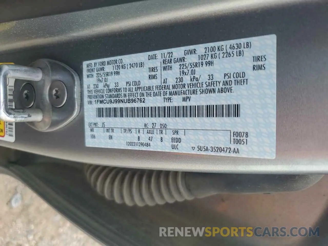 14 Photograph of a damaged car 1FMCU9J99NUB96762 FORD ESCAPE 2022