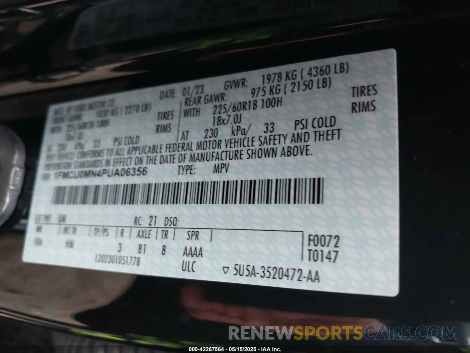 9 Фотография поврежденного автомобиля 1FMCU0MN4PUA06356 FORD ESCAPE 2023