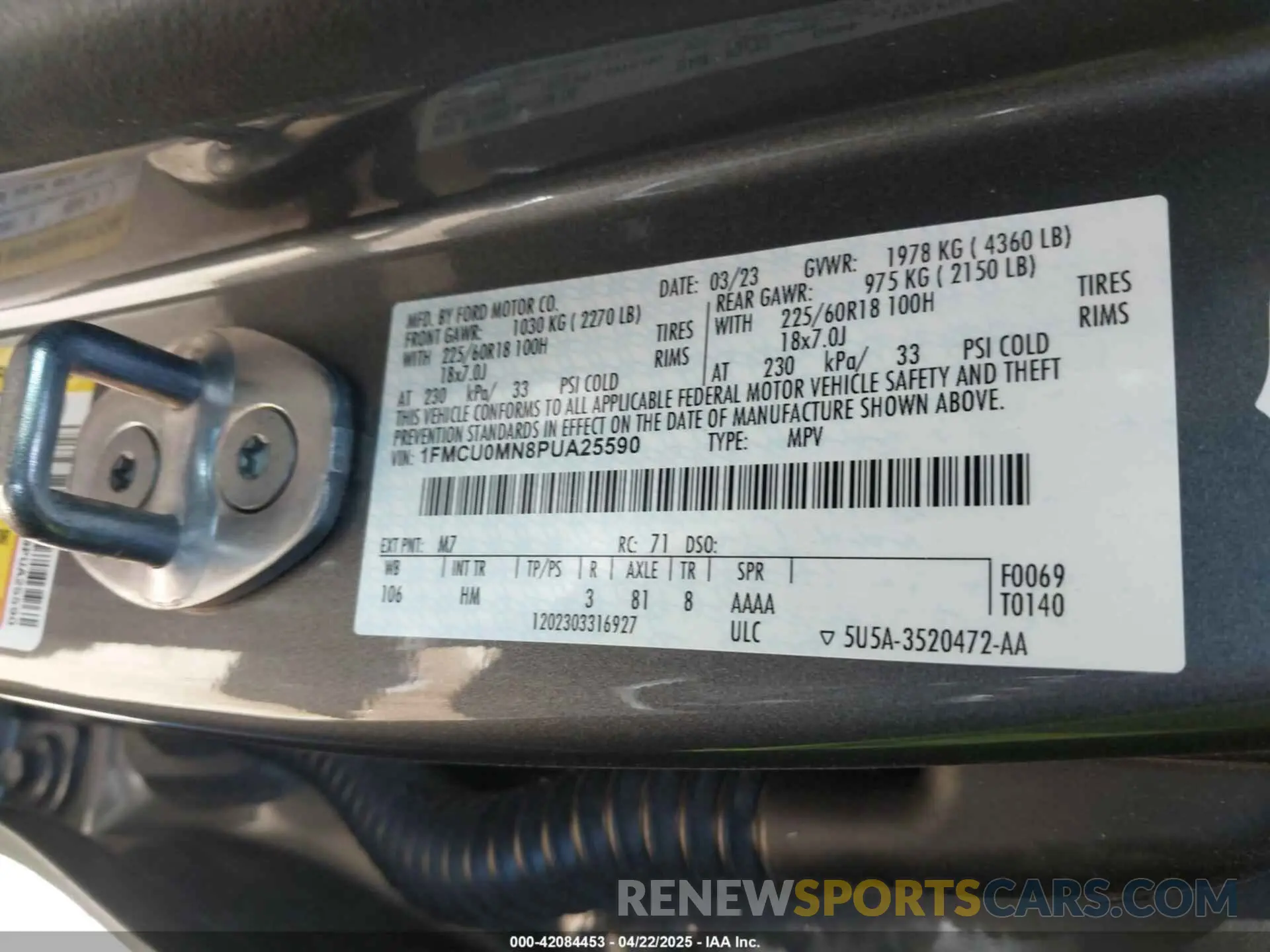 9 Фотография поврежденного автомобиля 1FMCU0MN8PUA25590 FORD ESCAPE 2023
