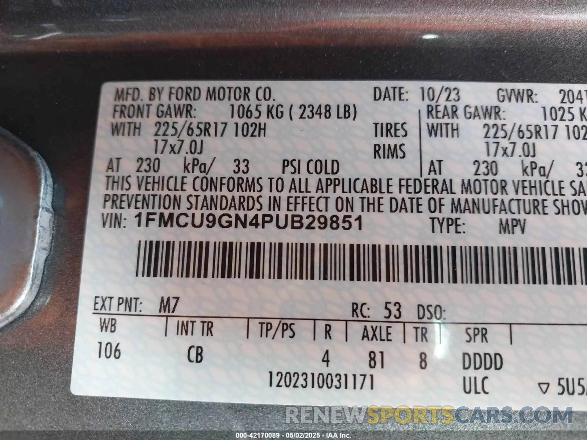 9 Фотография поврежденного автомобиля 1FMCU9GN4PUB29851 FORD ESCAPE 2023