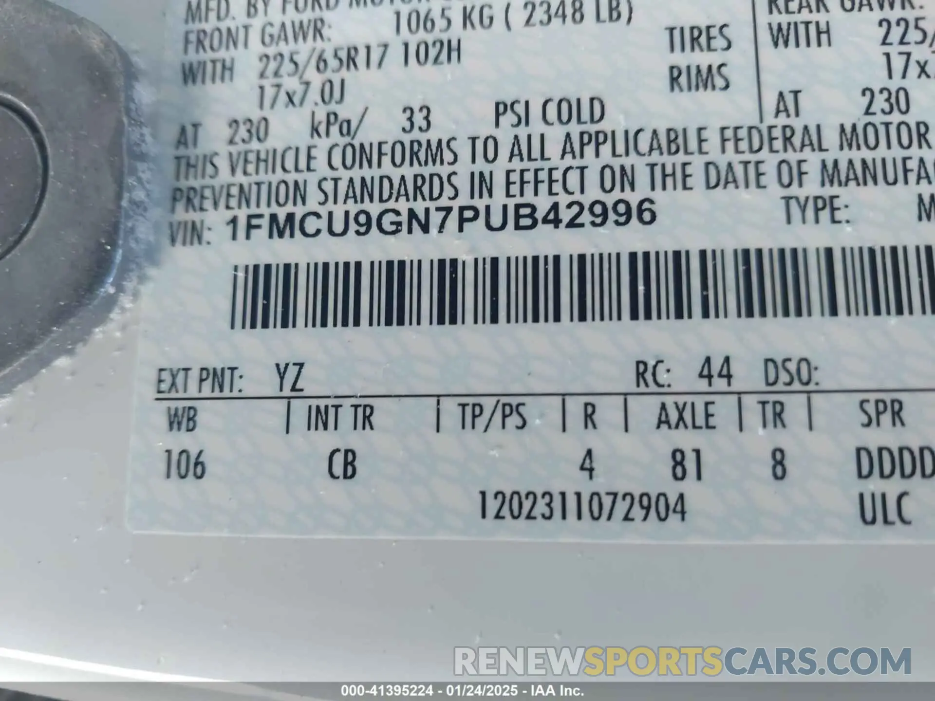 9 Фотография поврежденного автомобиля 1FMCU9GN7PUB42996 FORD ESCAPE 2023