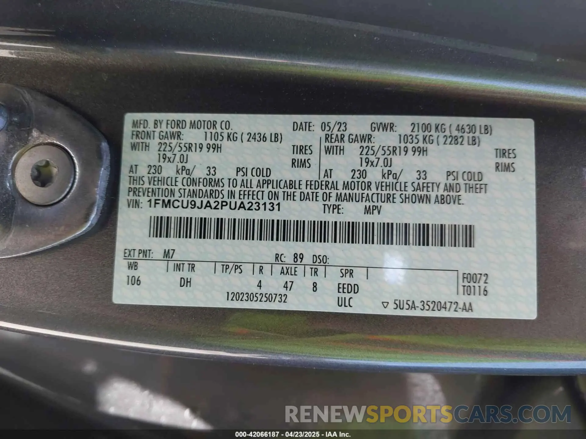 9 Photograph of a damaged car 1FMCU9JA2PUA23131 FORD ESCAPE 2023