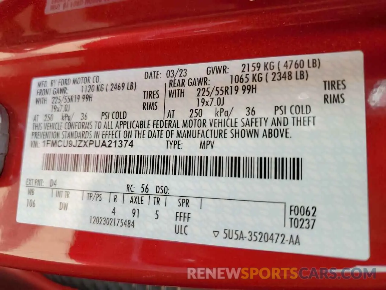 13 Фотография поврежденного автомобиля 1FMCU9JZXPUA21374 FORD ESCAPE 2023
