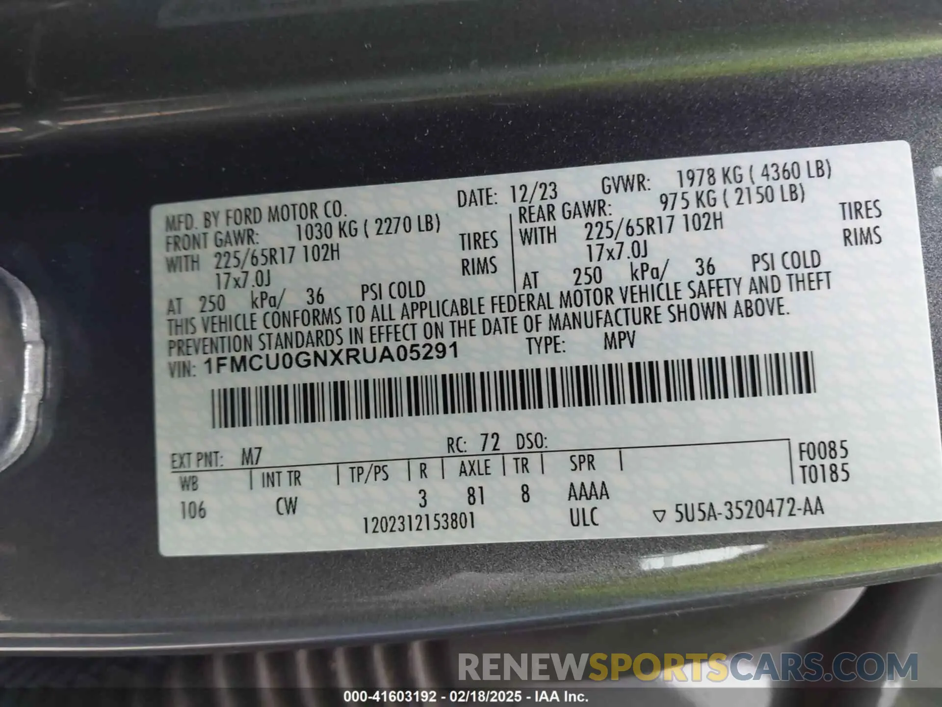 9 Фотография поврежденного автомобиля 1FMCU0GNXRUA05291 FORD ESCAPE 2024