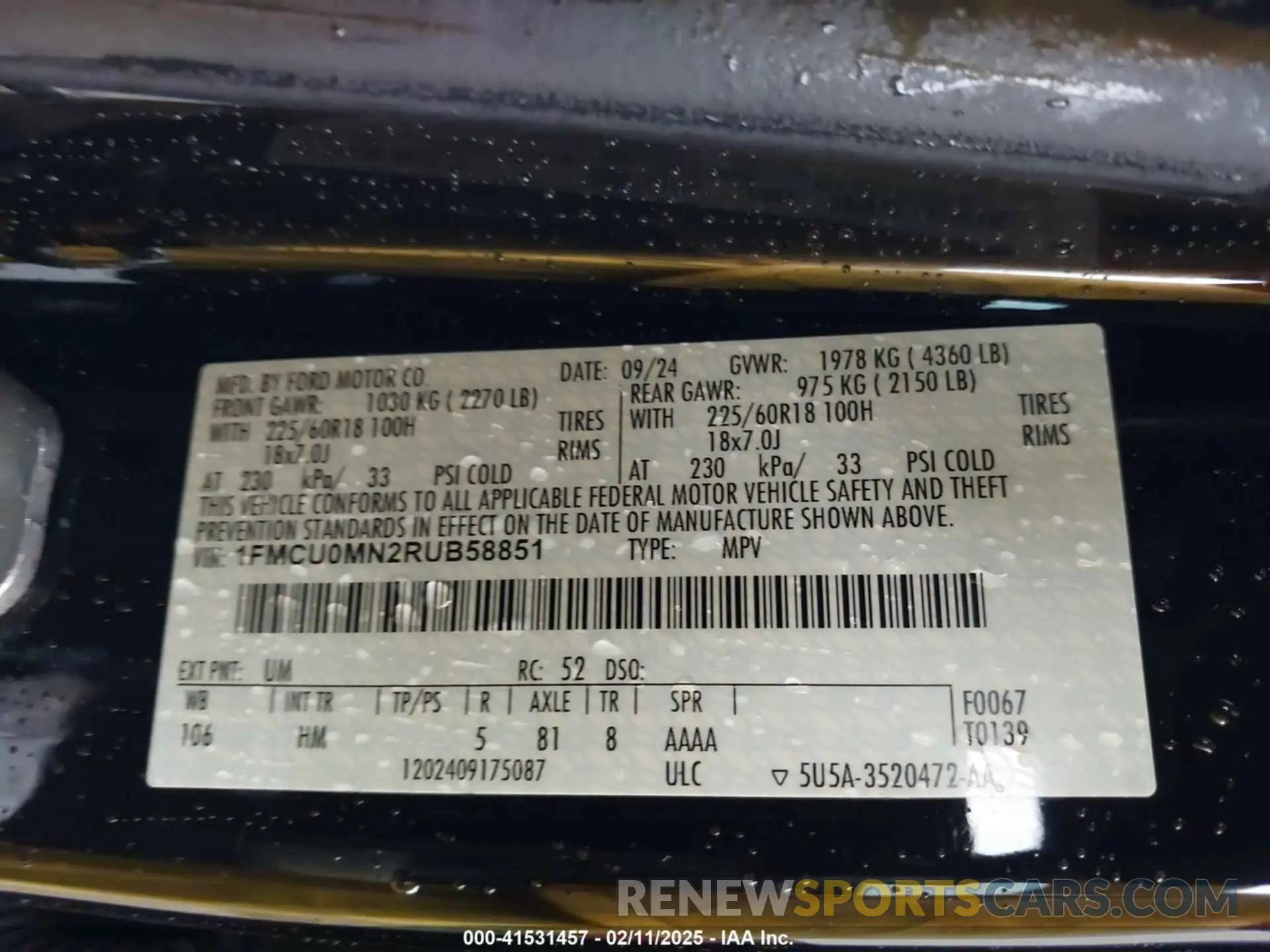 9 Фотография поврежденного автомобиля 1FMCU0MN2RUB58851 FORD ESCAPE 2024