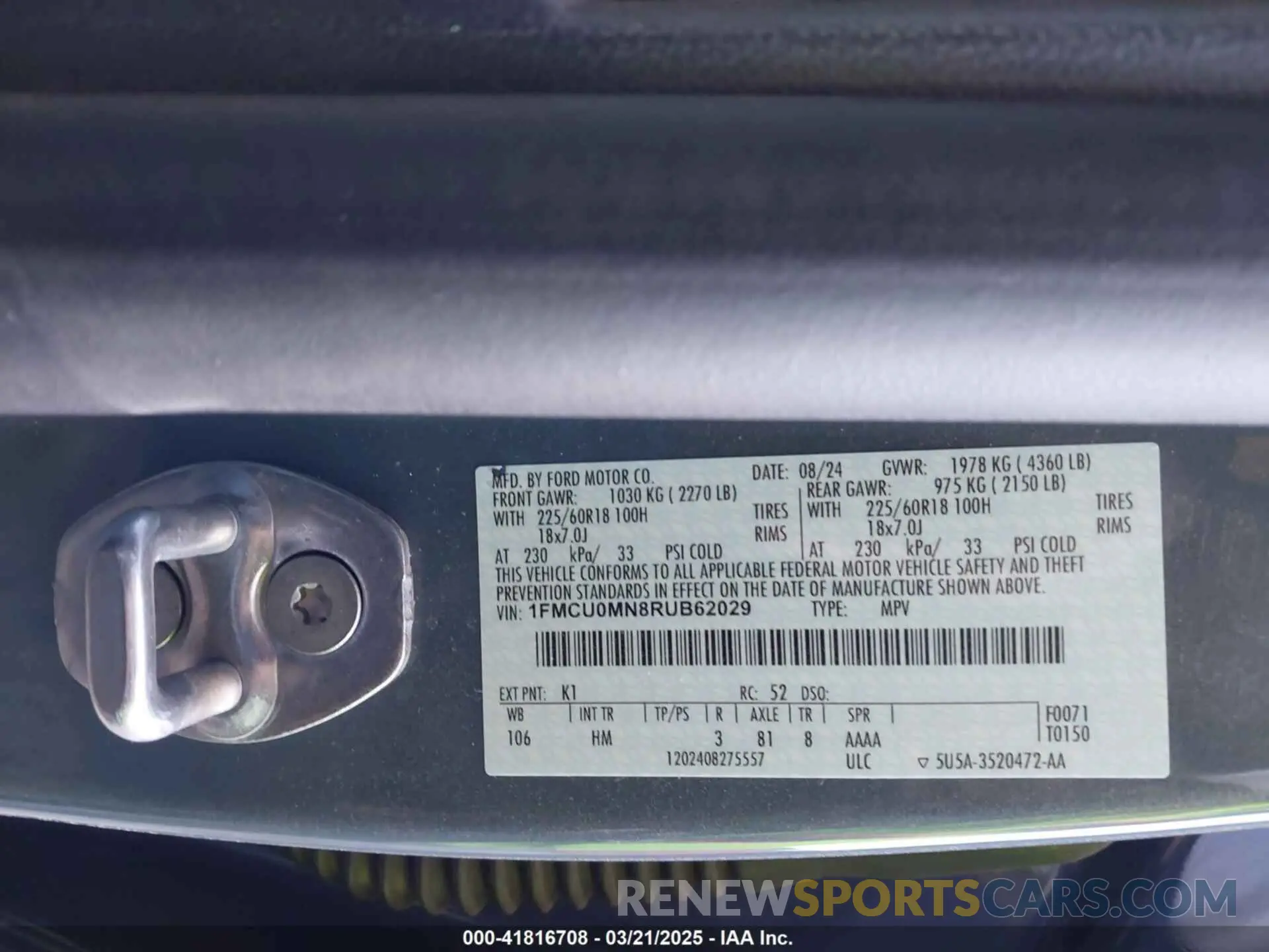 9 Фотография поврежденного автомобиля 1FMCU0MN8RUB62029 FORD ESCAPE 2024