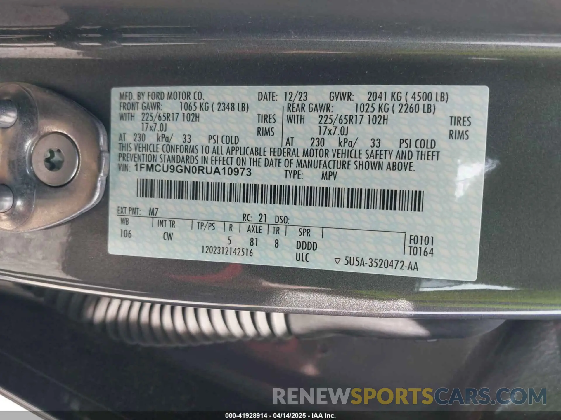 9 Фотография поврежденного автомобиля 1FMCU9GN0RUA10973 FORD ESCAPE 2024