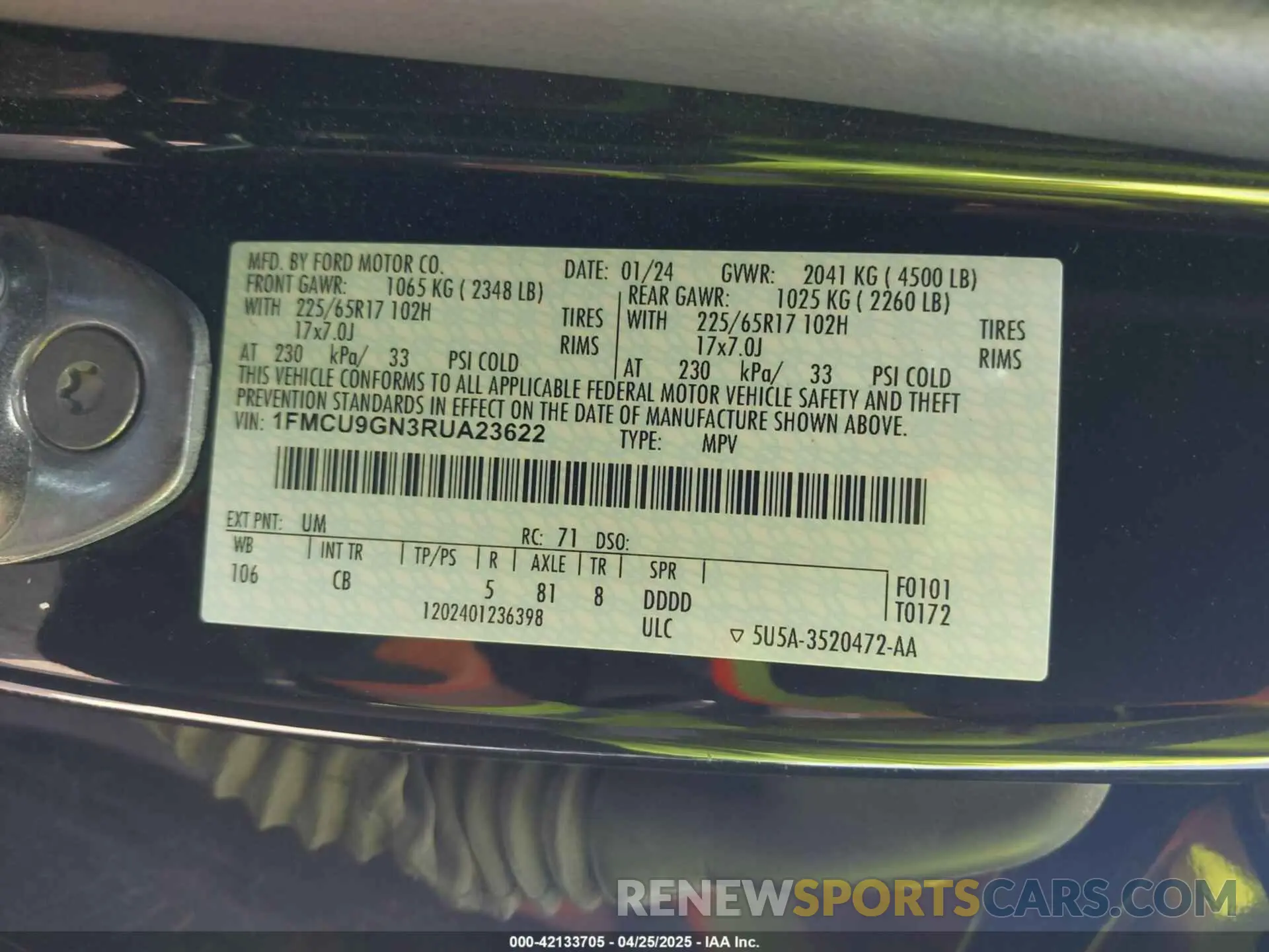 9 Фотография поврежденного автомобиля 1FMCU9GN3RUA23622 FORD ESCAPE 2024