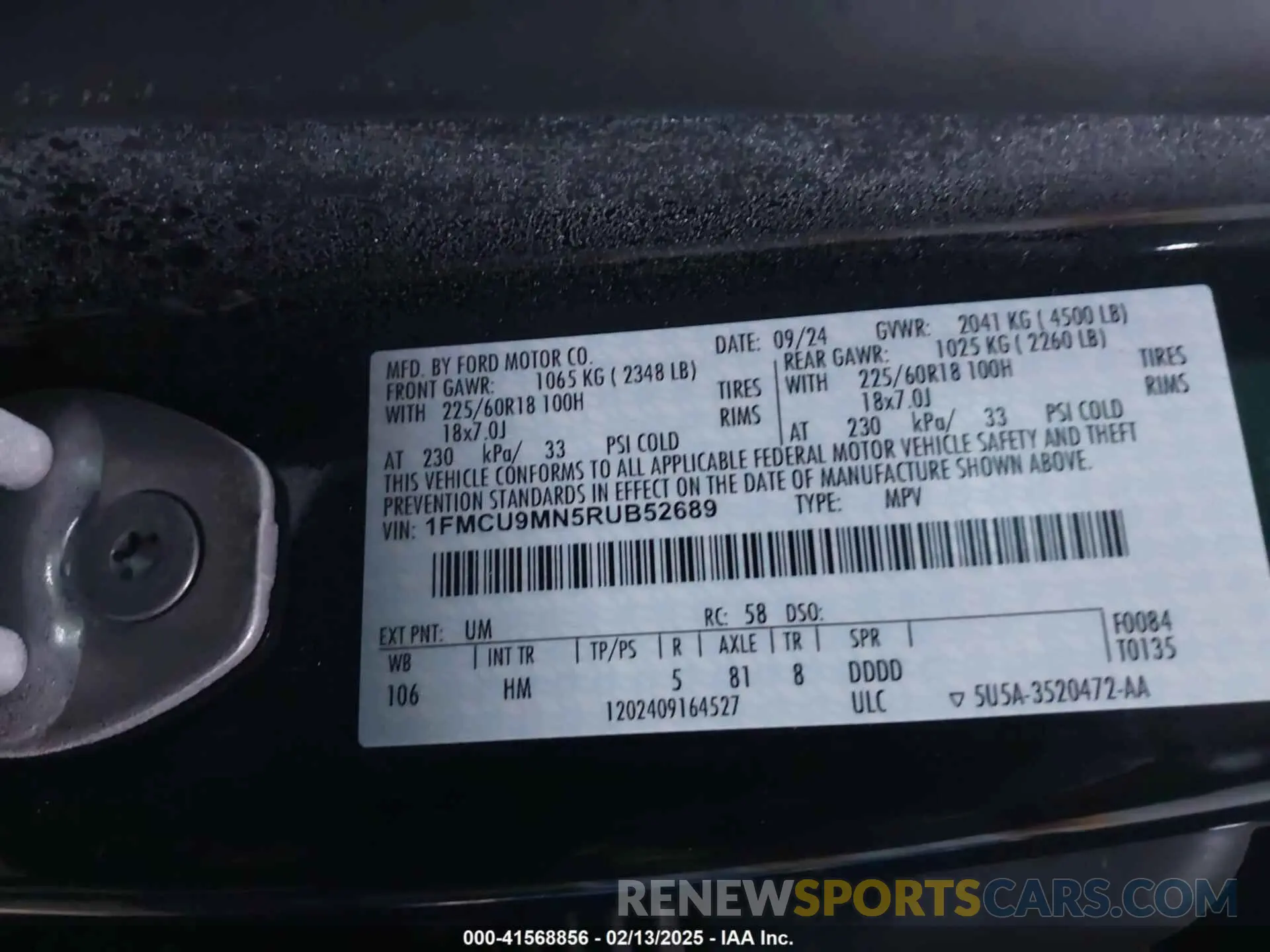 9 Фотография поврежденного автомобиля 1FMCU9MN5RUB52689 FORD ESCAPE 2024
