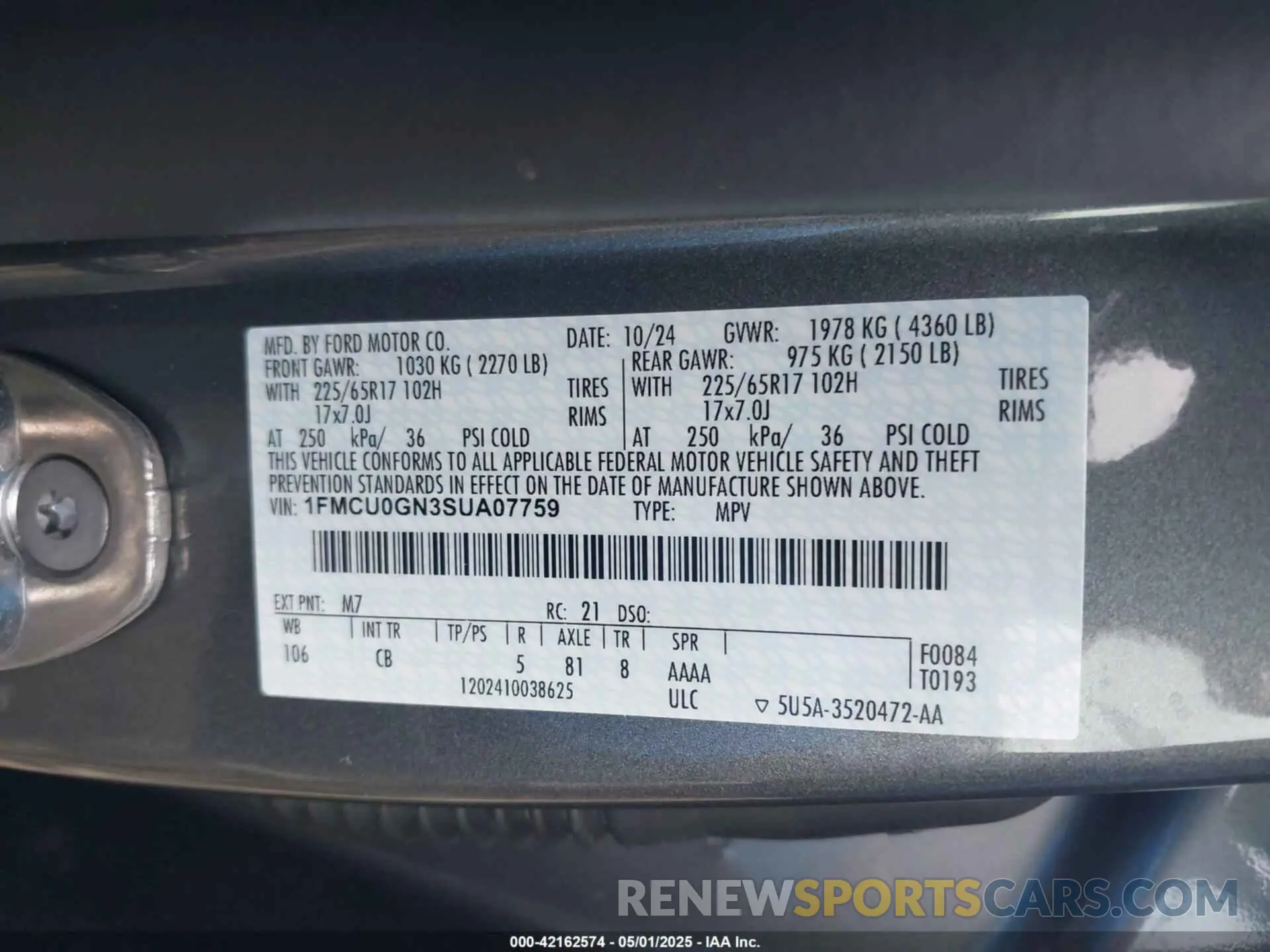 9 Фотография поврежденного автомобиля 1FMCU0GN3SUA07759 FORD ESCAPE 2025