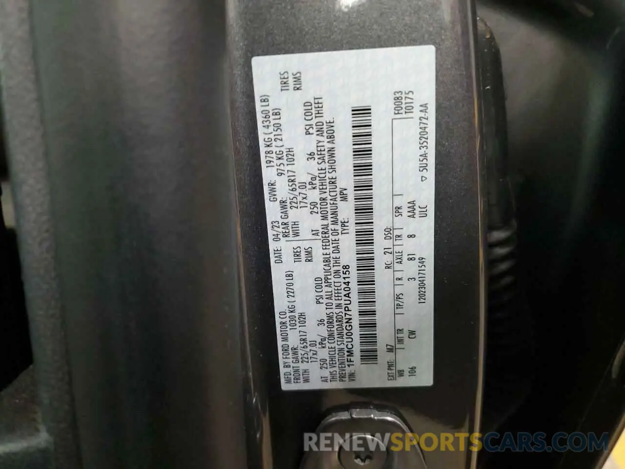 13 Photograph of a damaged car 1FMCU0GN7PUA04158 FORD ESCAPE ACT 2023