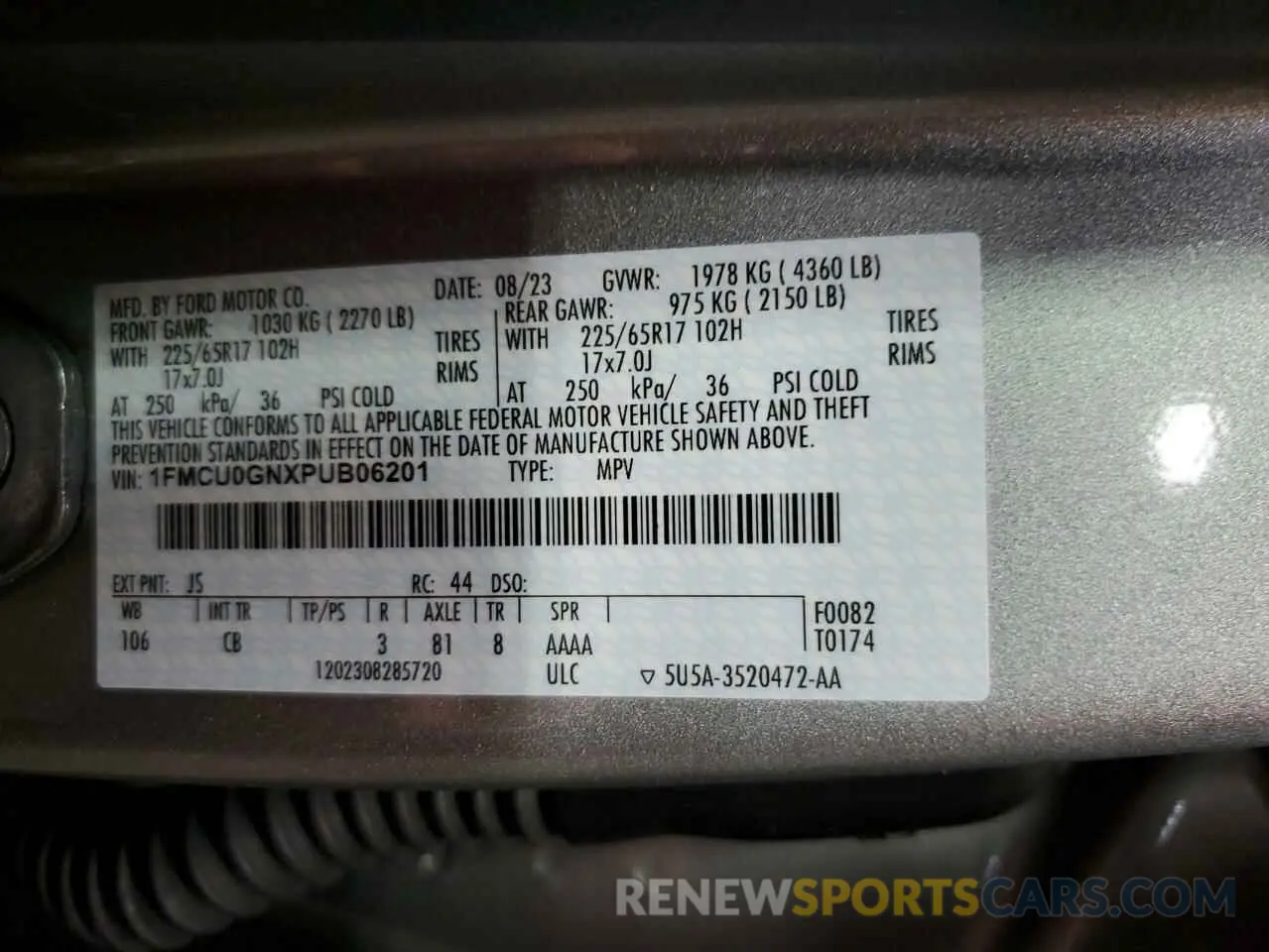 14 Фотография поврежденного автомобиля 1FMCU0GNXPUB06201 FORD ESCAPE ACT 2023