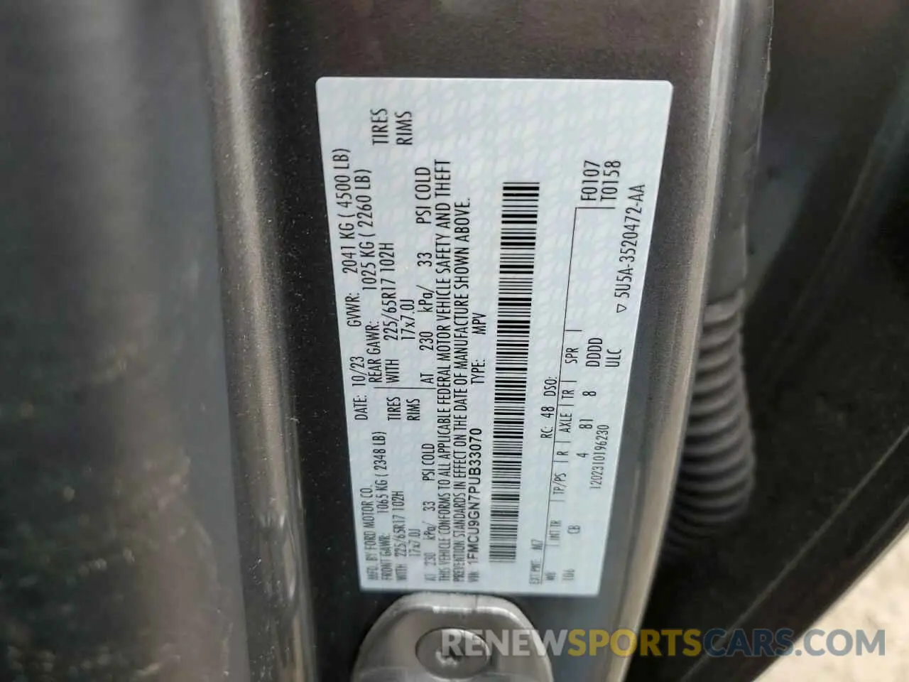 13 Фотография поврежденного автомобиля 1FMCU9GN7PUB33070 FORD ESCAPE ACT 2023