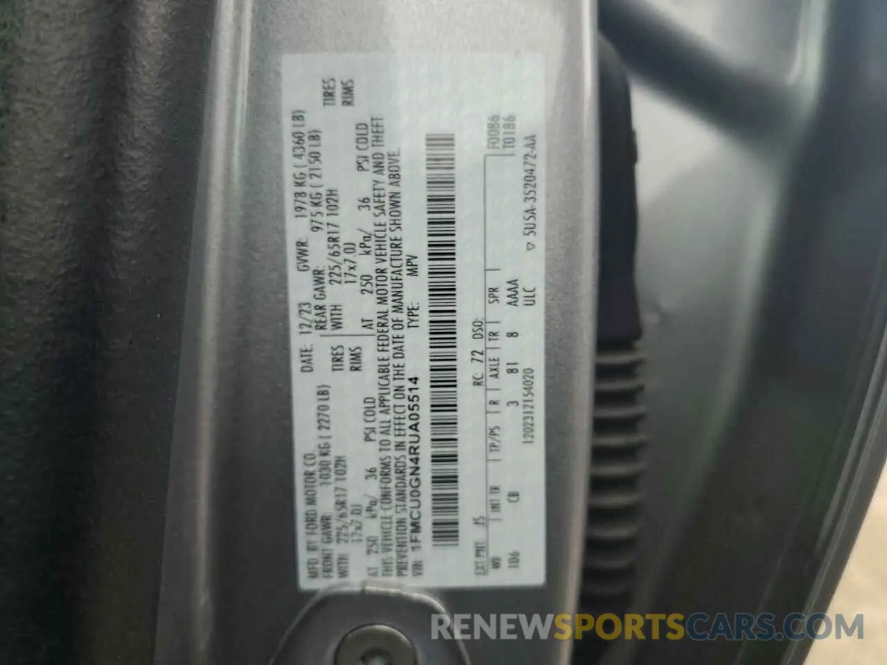 14 Фотография поврежденного автомобиля 1FMCU0GN4RUA05514 FORD ESCAPE ACT 2024