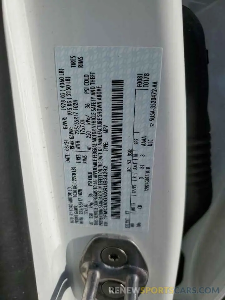 13 Фотография поврежденного автомобиля 1FMCU0GNXRUB34292 FORD ESCAPE ACT 2024