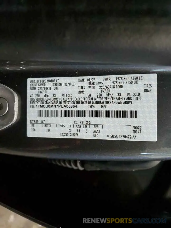 14 Фотография поврежденного автомобиля 1FMCU0MN7PUA05864 FORD ESCAPE ST 2023