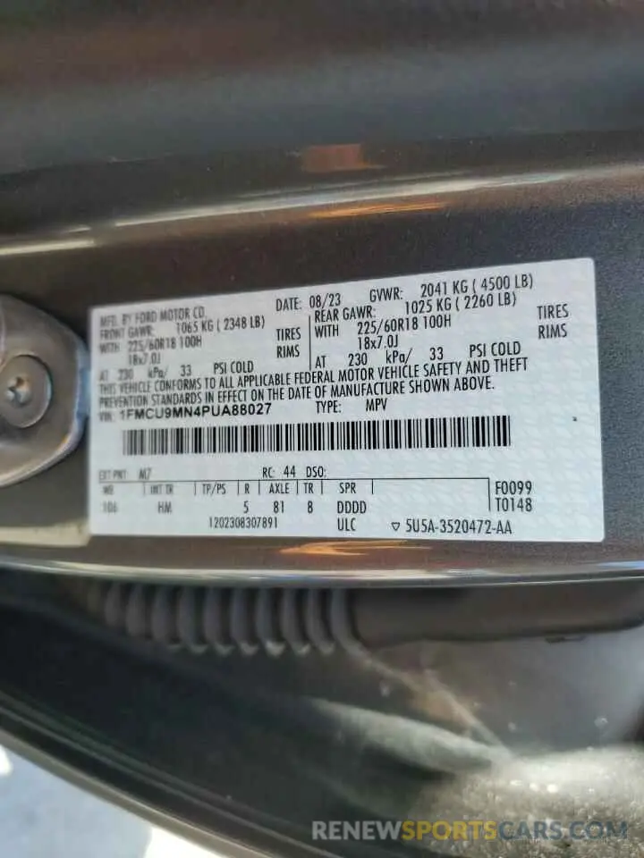 14 Фотография поврежденного автомобиля 1FMCU9MN4PUA88027 FORD ESCAPE ST 2023