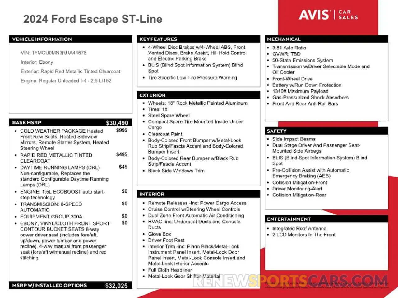 13 Фотография поврежденного автомобиля 1FMCU0MN3RUA44678 FORD ESCAPE ST 2024