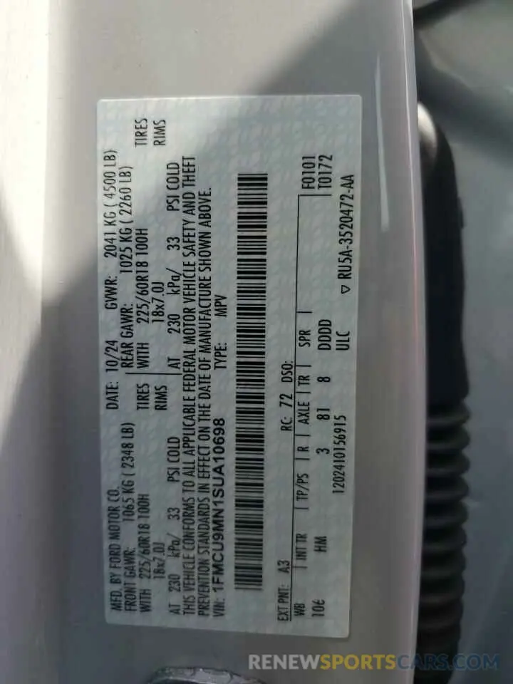 13 Фотография поврежденного автомобиля 1FMCU9MN1SUA10698 FORD ESCAPE ST 2025