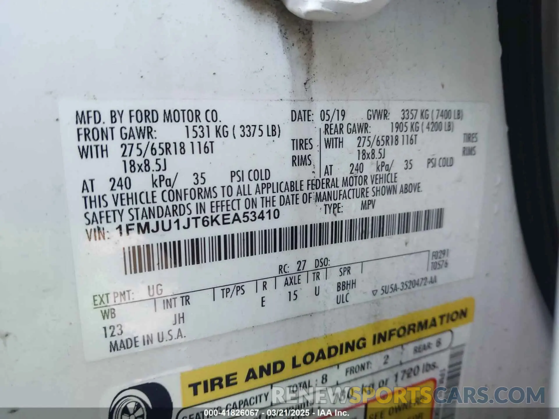 9 Фотография поврежденного автомобиля 1FMJU1JT6KEA53410 FORD EXPEDITION 2019