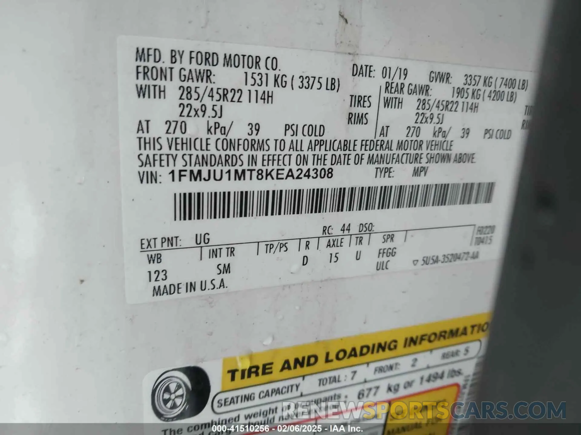 9 Photograph of a damaged car 1FMJU1MT8KEA24308 FORD EXPEDITION 2019