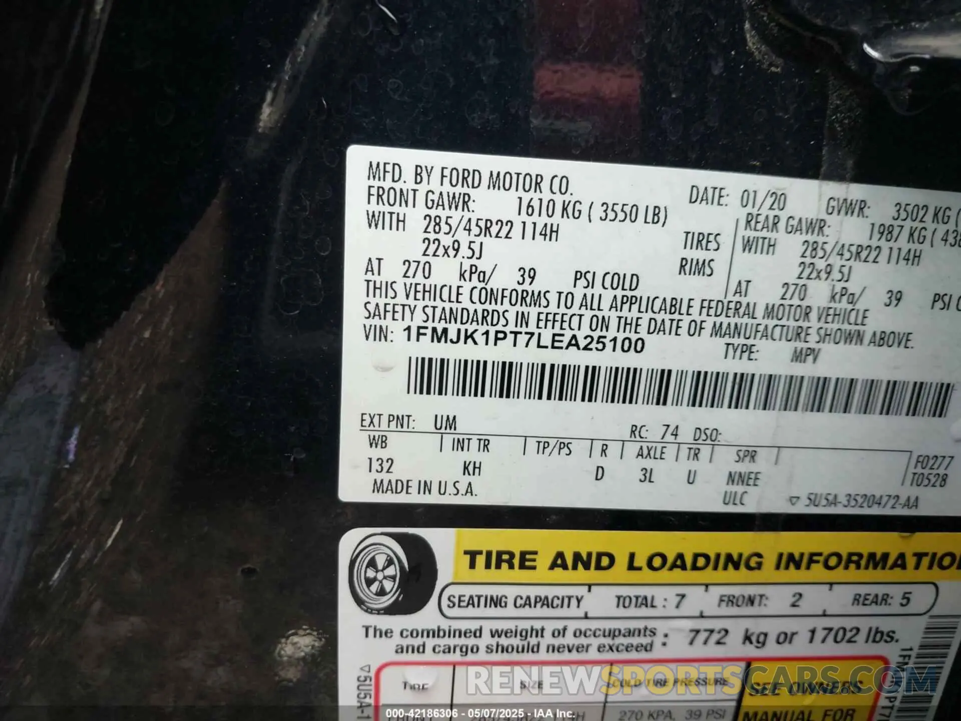 9 Фотография поврежденного автомобиля 1FMJK1PT7LEA25100 FORD EXPEDITION 2020
