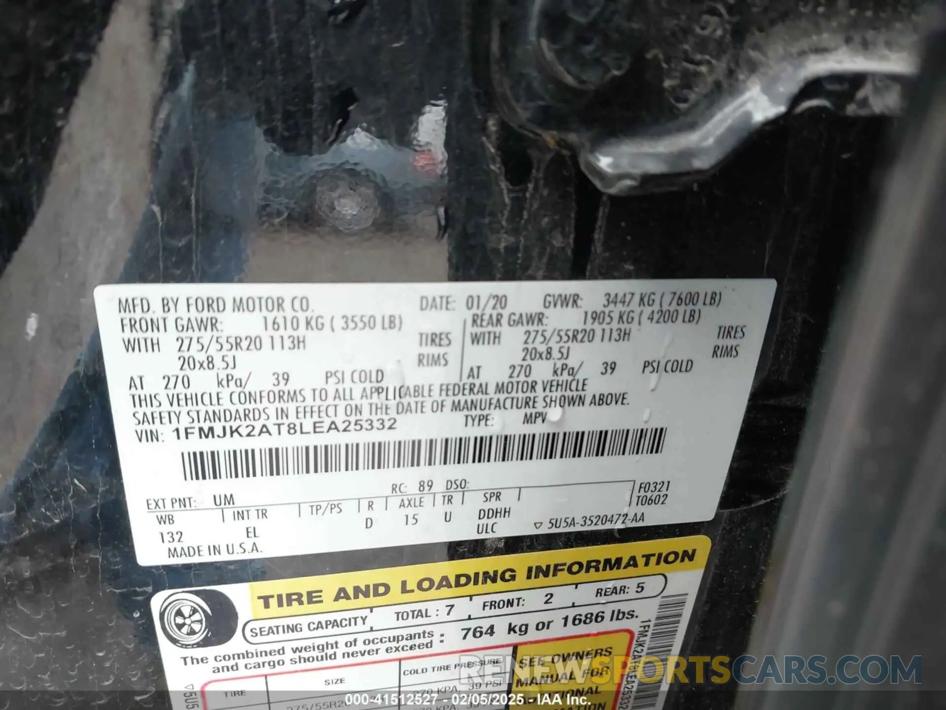 9 Фотография поврежденного автомобиля 1FMJK2AT8LEA25332 FORD EXPEDITION 2020