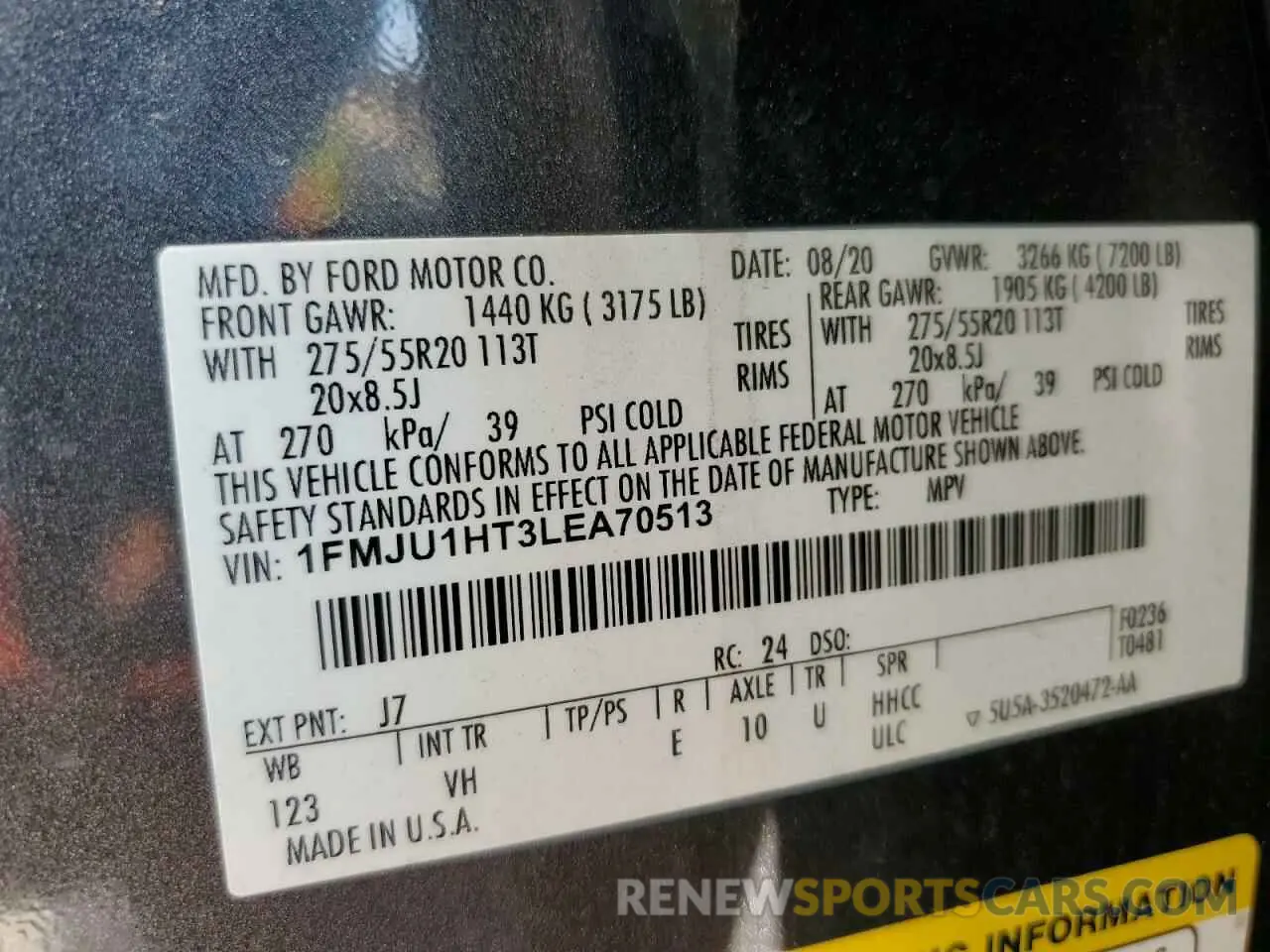 13 Фотография поврежденного автомобиля 1FMJU1HT3LEA70513 FORD EXPEDITION 2020