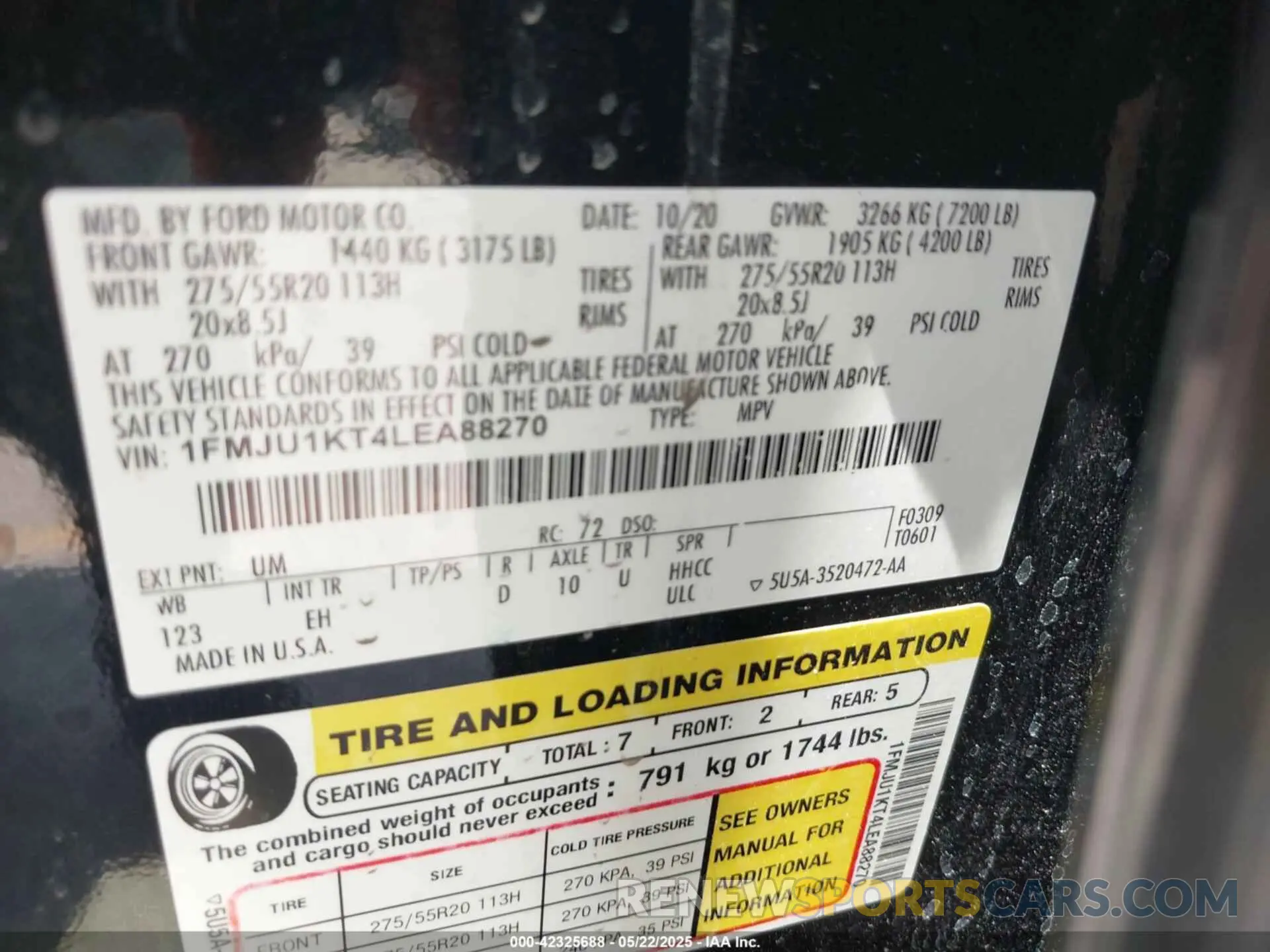 9 Фотография поврежденного автомобиля 1FMJU1KT4LEA88270 FORD EXPEDITION 2020
