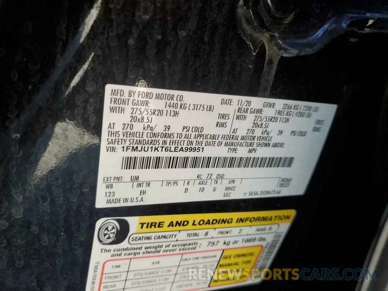 13 Photograph of a damaged car 1FMJU1KT6LEA99951 FORD EXPEDITION 2020