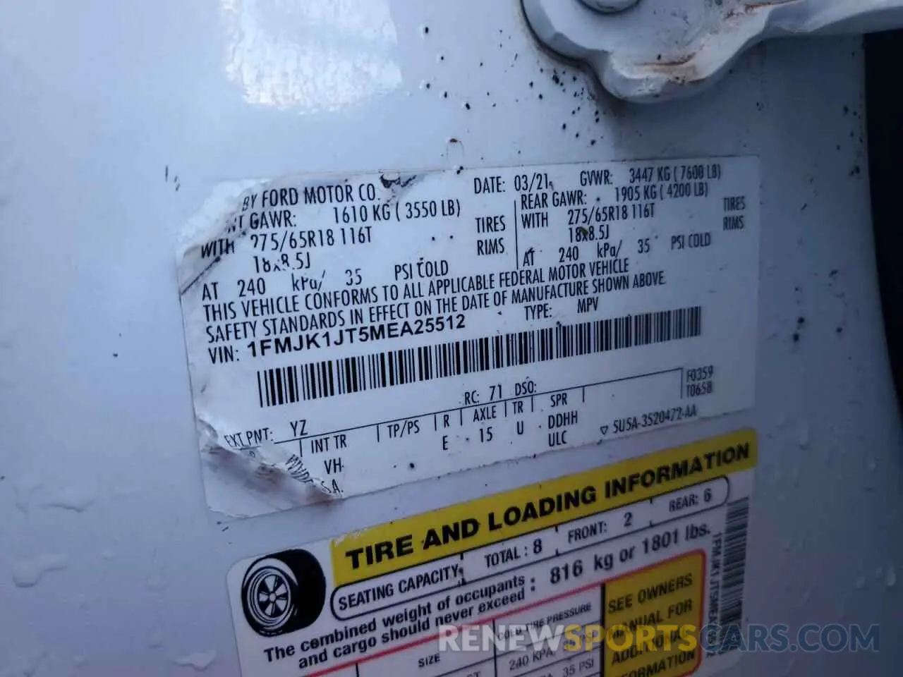 13 Photograph of a damaged car 1FMJK1JT5MEA25512 FORD EXPEDITION 2021