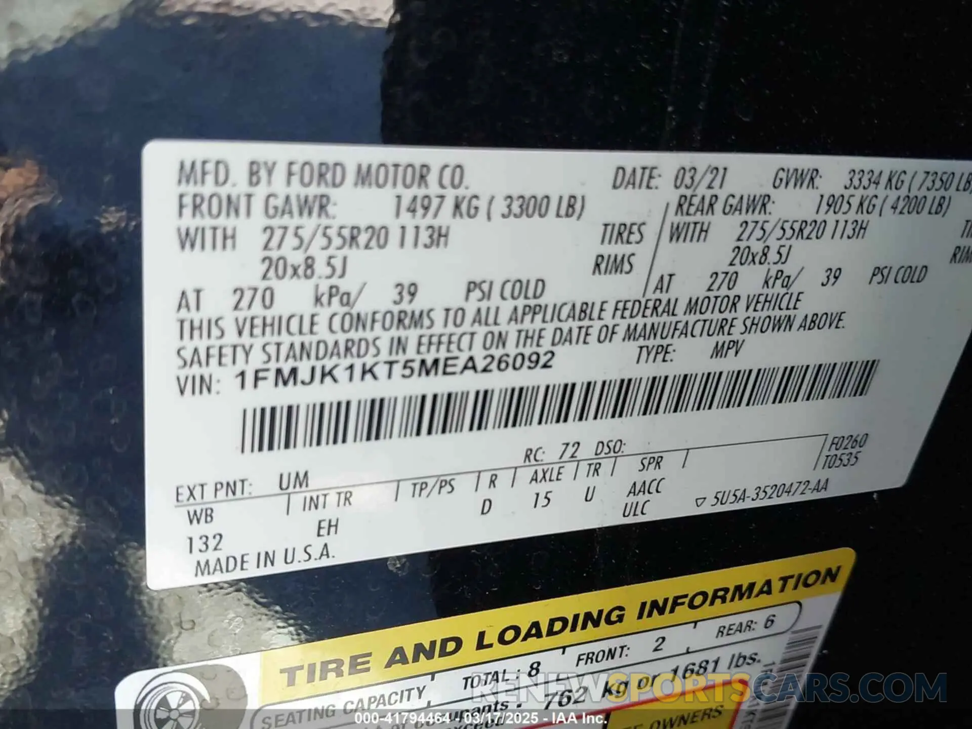 9 Фотография поврежденного автомобиля 1FMJK1KT5MEA26092 FORD EXPEDITION 2021