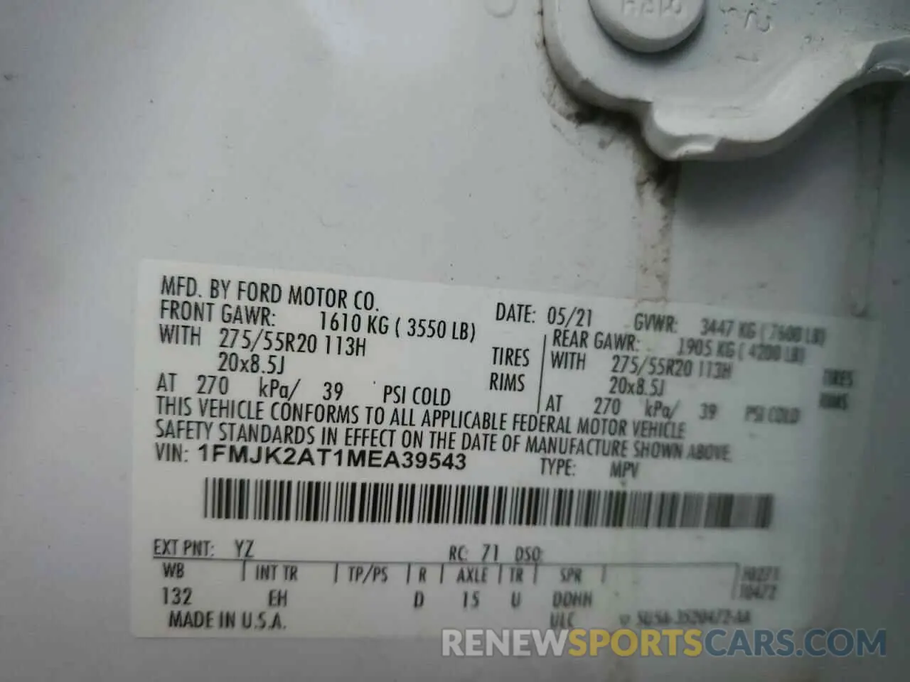 14 Photograph of a damaged car 1FMJK2AT1MEA39543 FORD EXPEDITION 2021