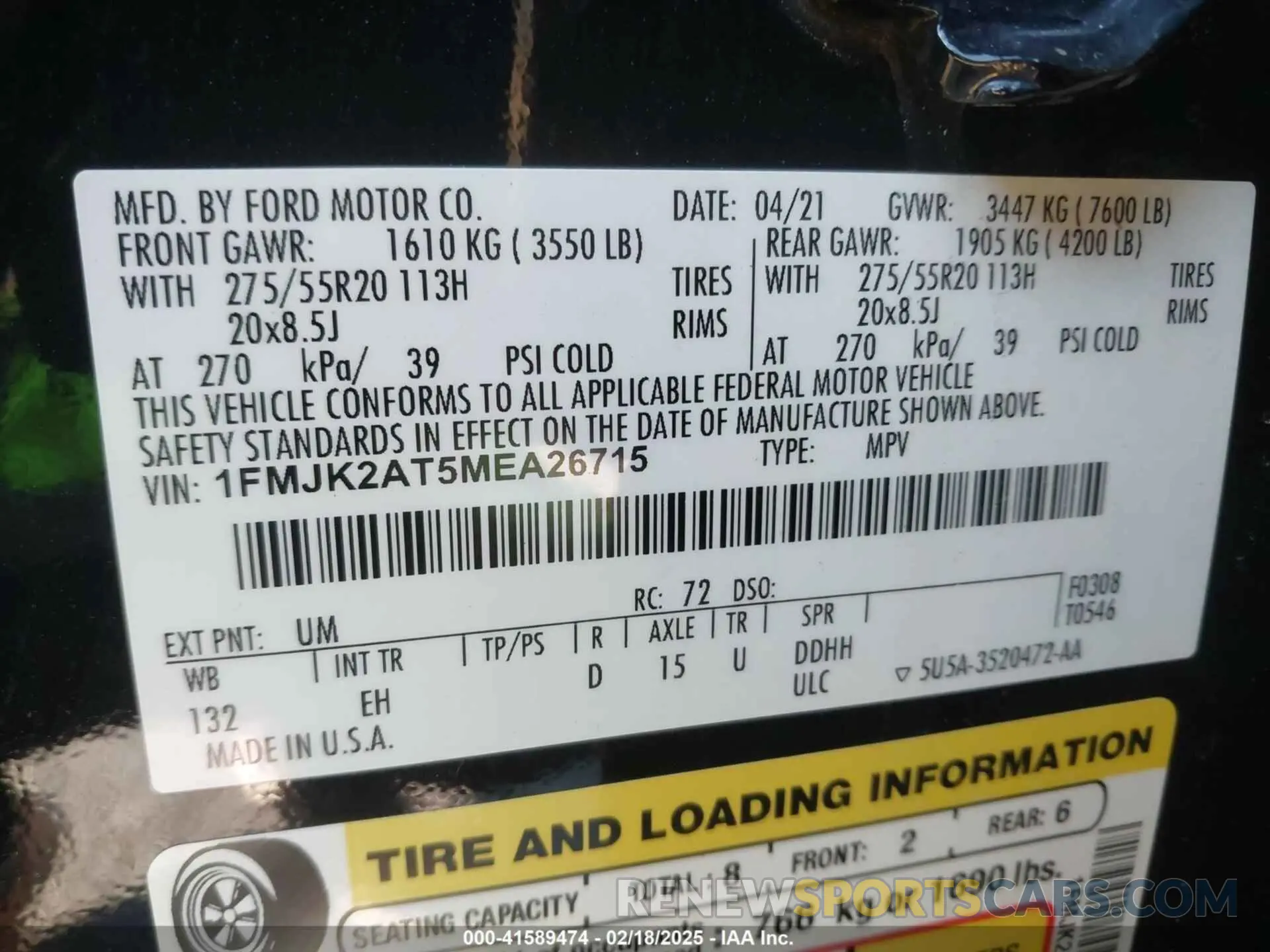 9 Photograph of a damaged car 1FMJK2AT5MEA26715 FORD EXPEDITION 2021