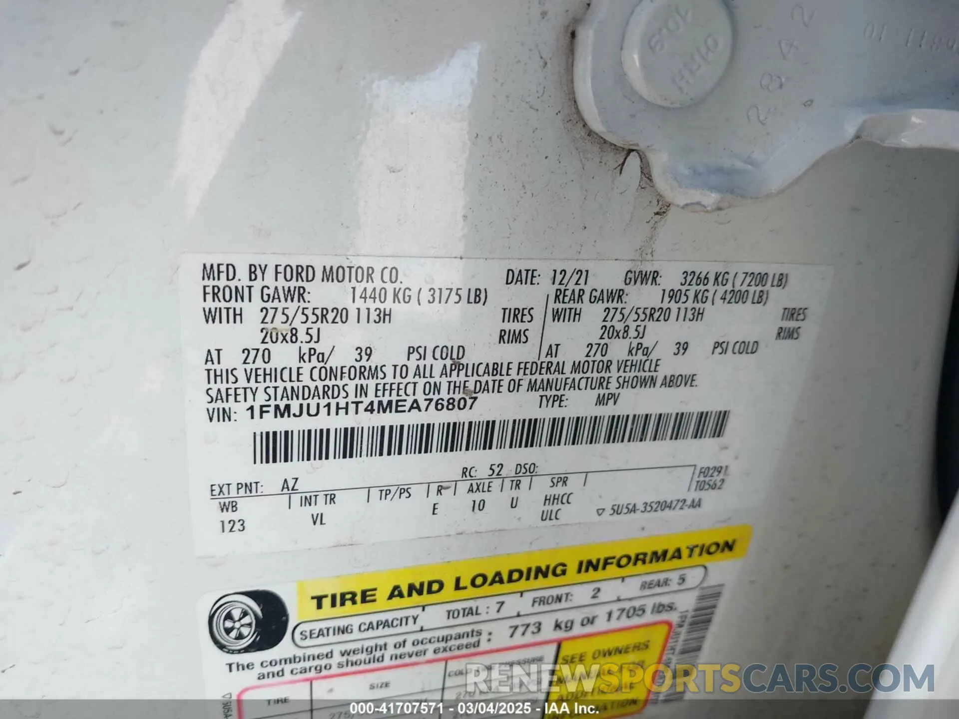 9 Photograph of a damaged car 1FMJU1HT4MEA76807 FORD EXPEDITION 2021