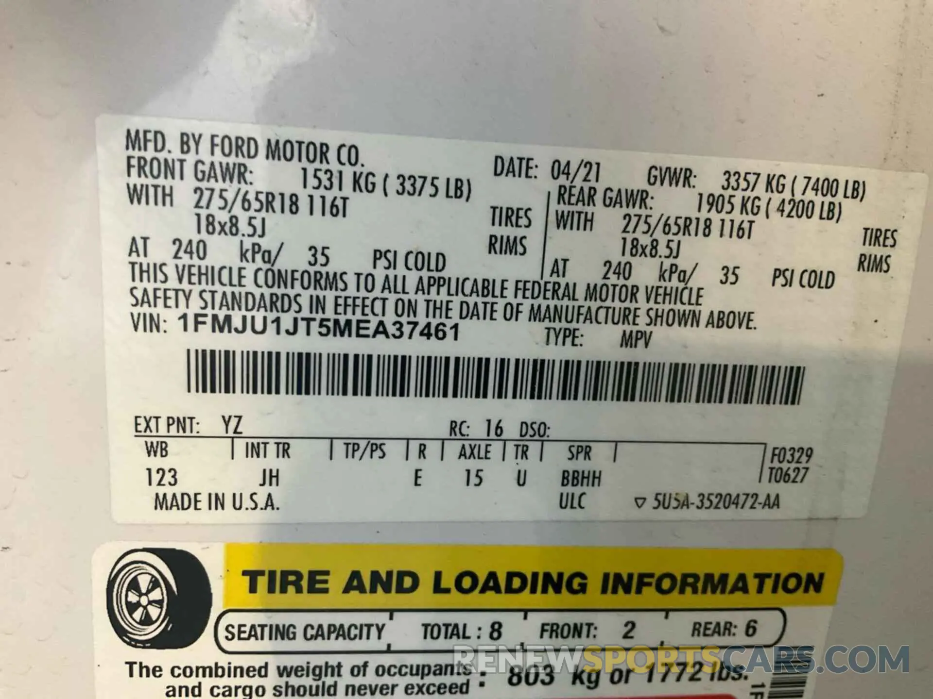 2 Фотография поврежденного автомобиля 1FMJU1JT5MEA37461 FORD EXPEDITION 2021
