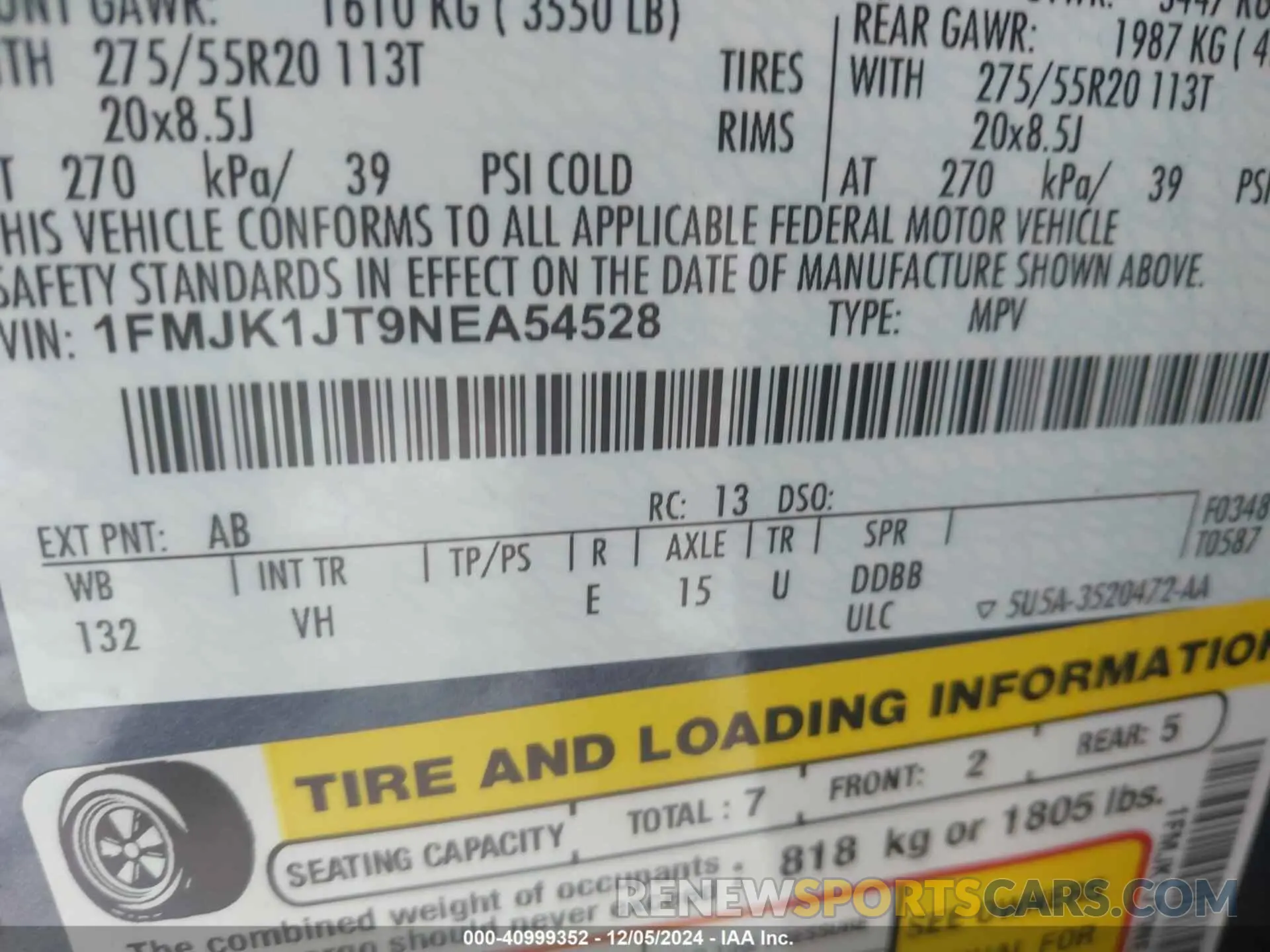 9 Фотография поврежденного автомобиля 1FMJK1JT9NEA54528 FORD EXPEDITION 2022